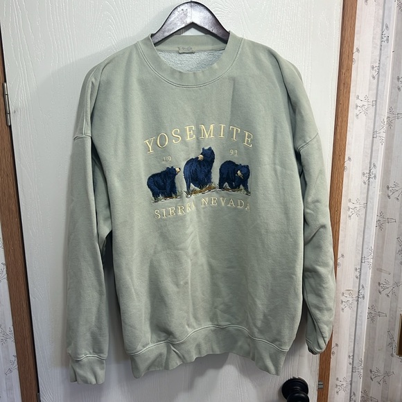 Brandi Melville Yosemite Sierra Nevada Seafoam Sweatshirt, John Galt Large - Picture 2 of 3